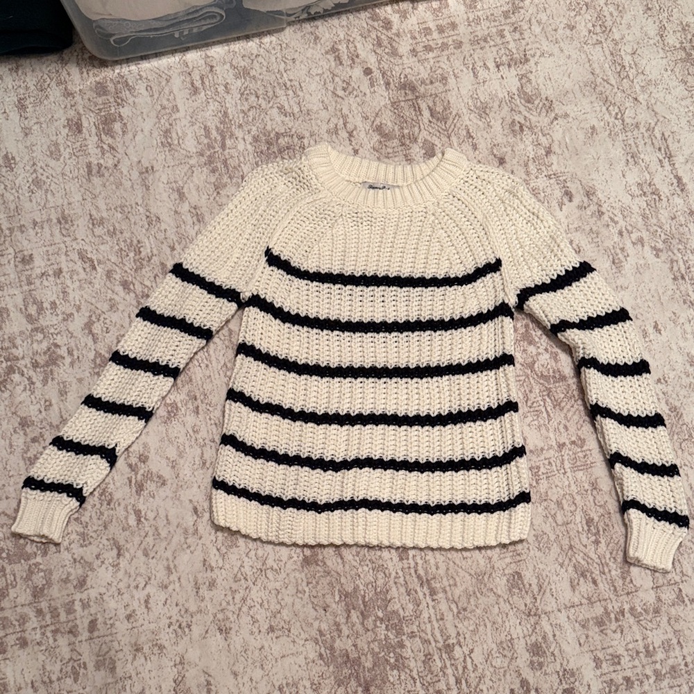 Tommy Bahama Cream and Navy Striped Sweater